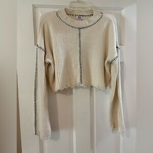 BDG Cream Knit Sweater with Black Accents